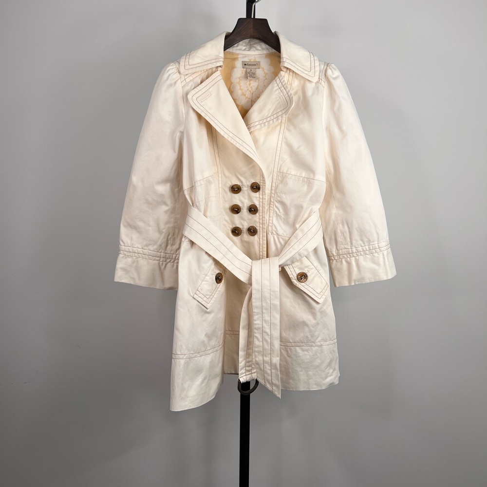 Elevenses, Size: S, Cream Double-Breasted Trench Coat w Belt, EUC, Retro Vibes 😍